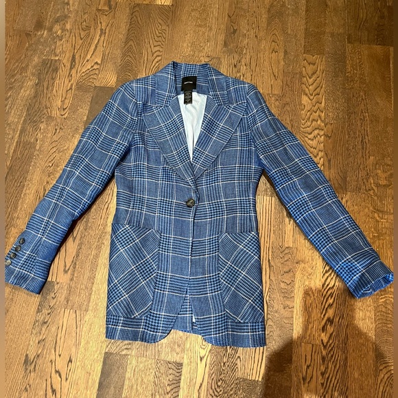Smythe Birkin Blazer in Blue Plaid Print Size 6 - Picture 10 of 13
